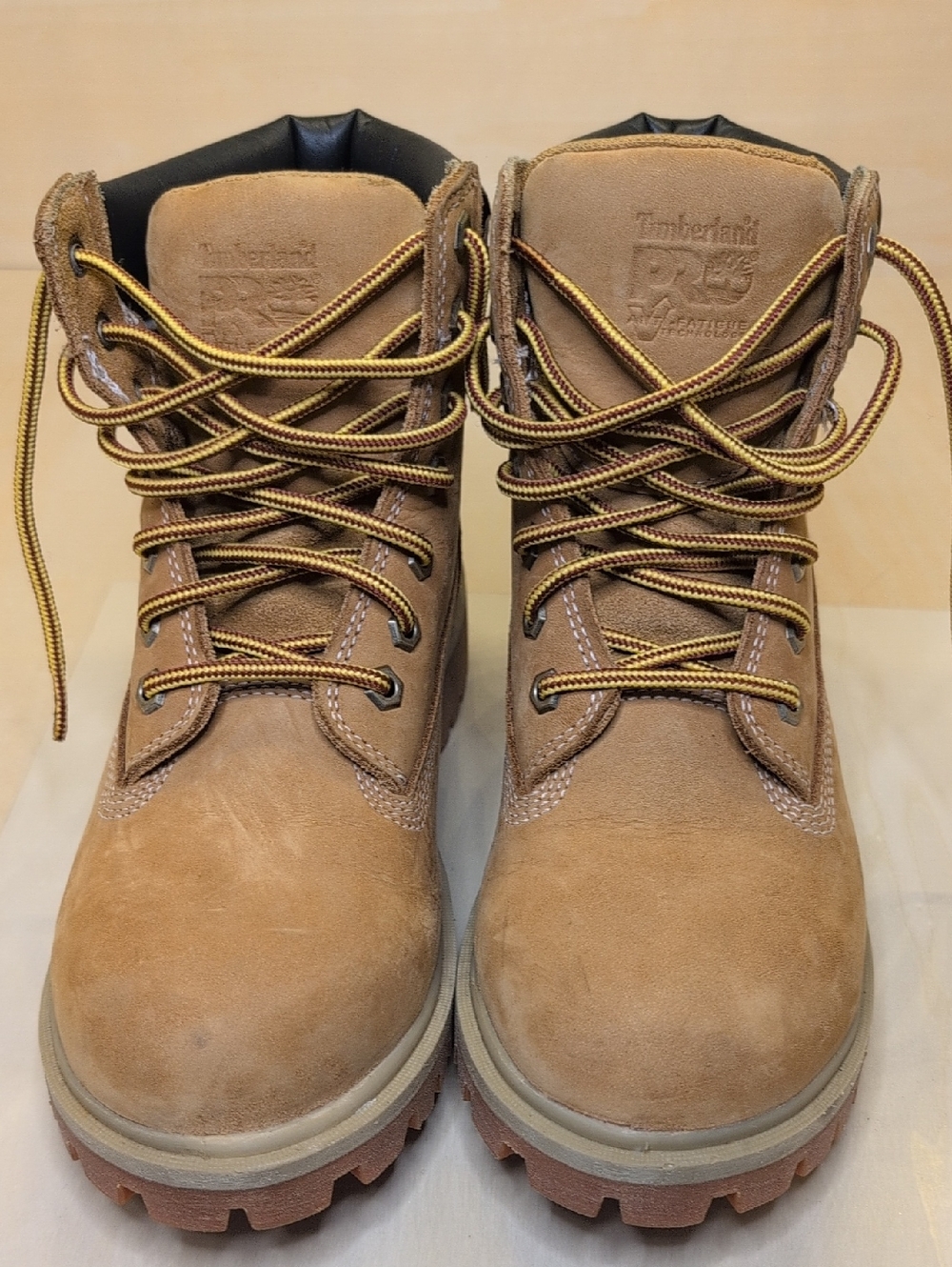 Timberland PRO Tan Leather Work Boot with Yellow Accent Laces